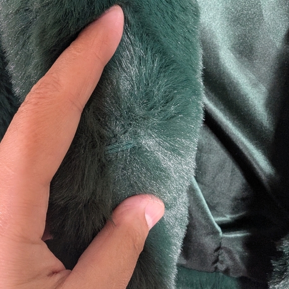 Karen Millen Forest Green Faux Fur Jacket sz 8 NWOT - Picture 6 of 9